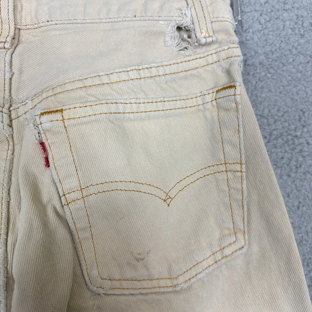 80's Levis 501 Vintage Mens Distressed Straight Leg Button Fly Tan Jeans 27x30
